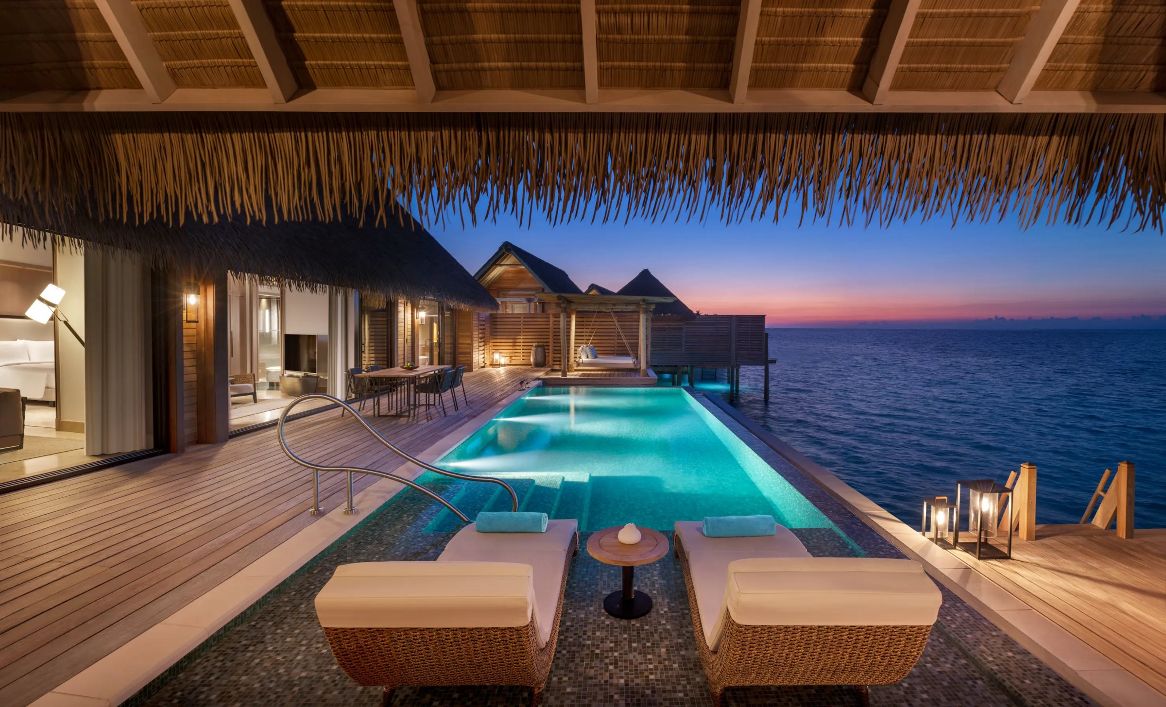 Two Queen Bedded Grand Overwater Villa with Pool at Waldorf Astoria Maldives Ithaafushi, view 3